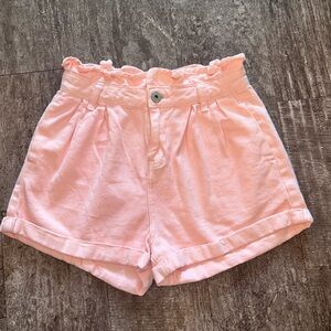 High Rise Pink Denim Shorts